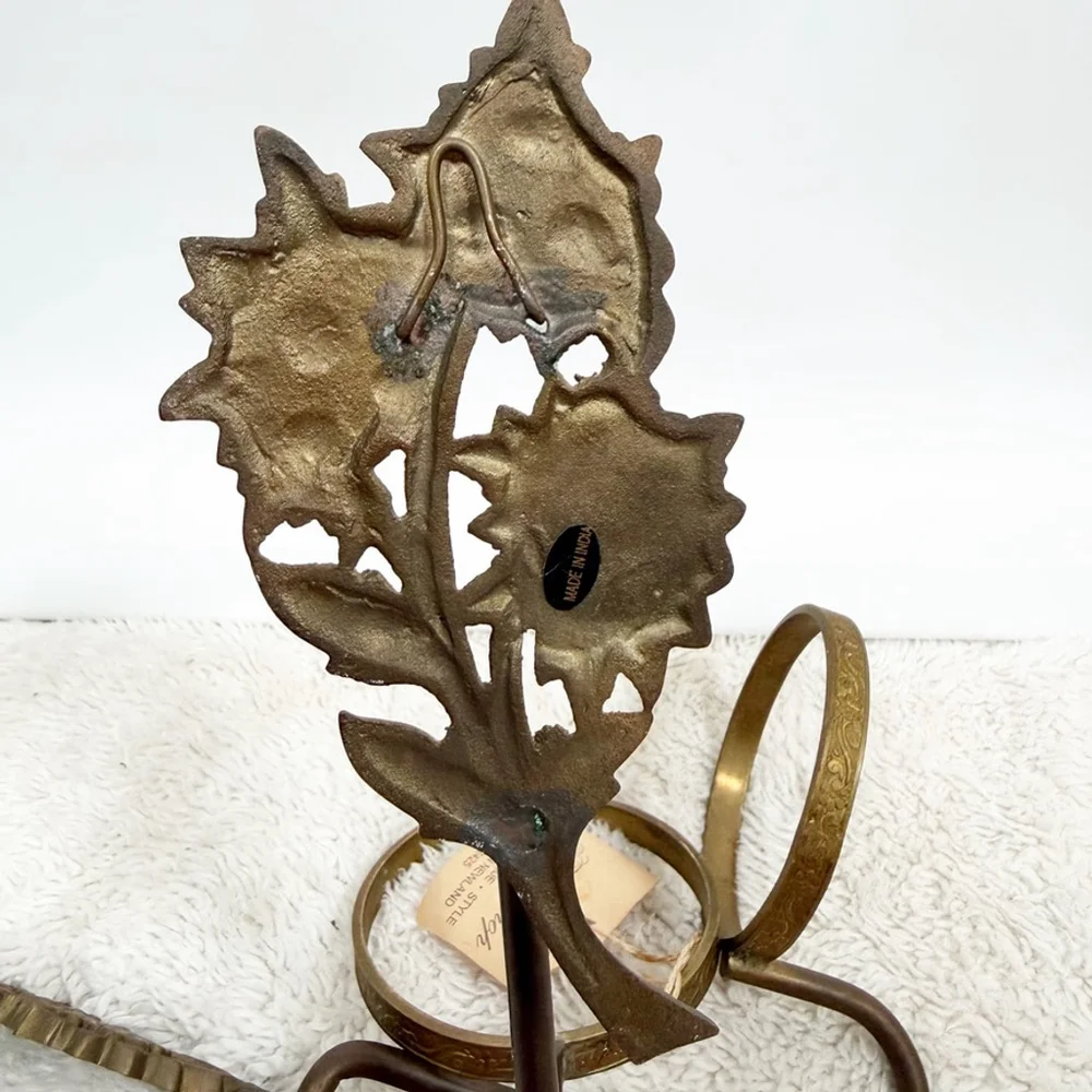 Vintage Set of Brass Sconces Art Nouveau Floral Candle Vase Votive Holders 9.75